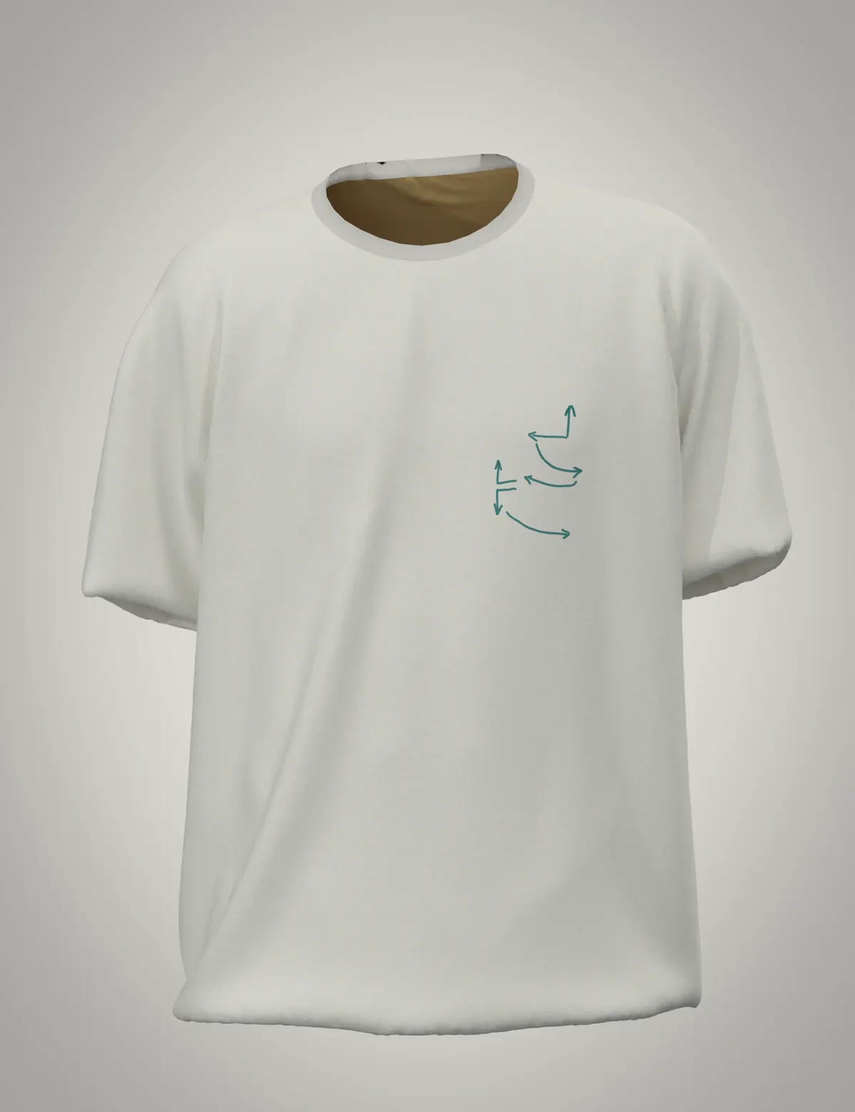 CLO3D tee render showing front print placement and garment proportion before physical sampling
