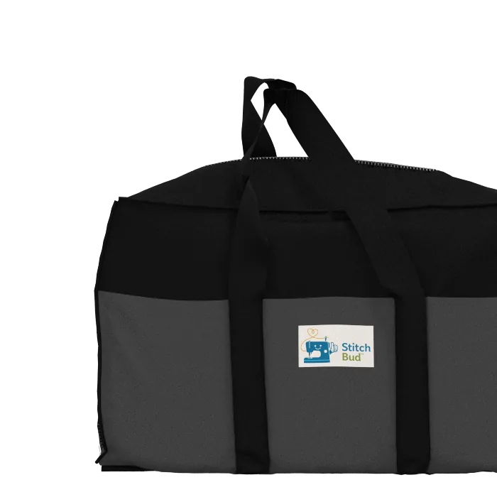 CLO3D front view of a black and grey Stitch and Stow bag